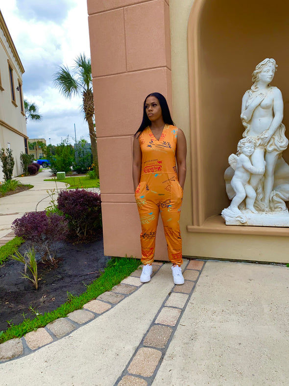 V Oversized Jumpsuit (Orange)