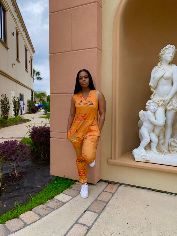 V Oversized Jumpsuit (Orange)